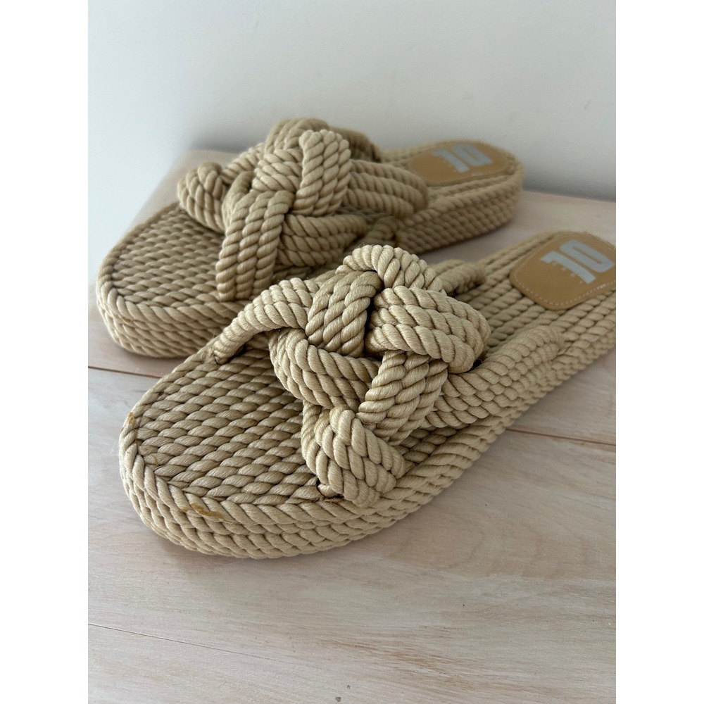 1990 DL Women Beige Braided Nautical Rope Platform Slide Sandals KYY-001 Size 10